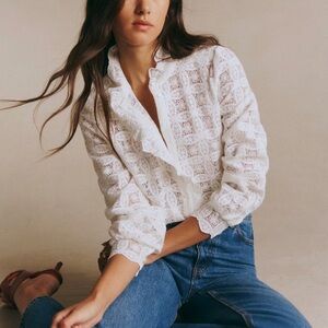 NWT Sézane Chlo Shirt in Ecru Guipure